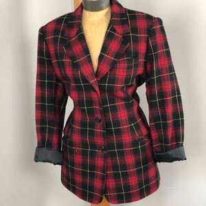 VINTAGE PLAID BOYFRIEND BLAZER